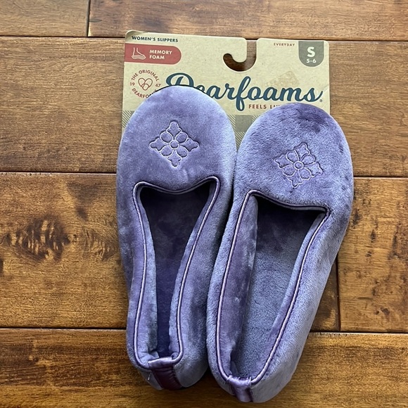 NWT Dearfoams memory foam size 5-6 purple women slippers - Picture 9 of 15